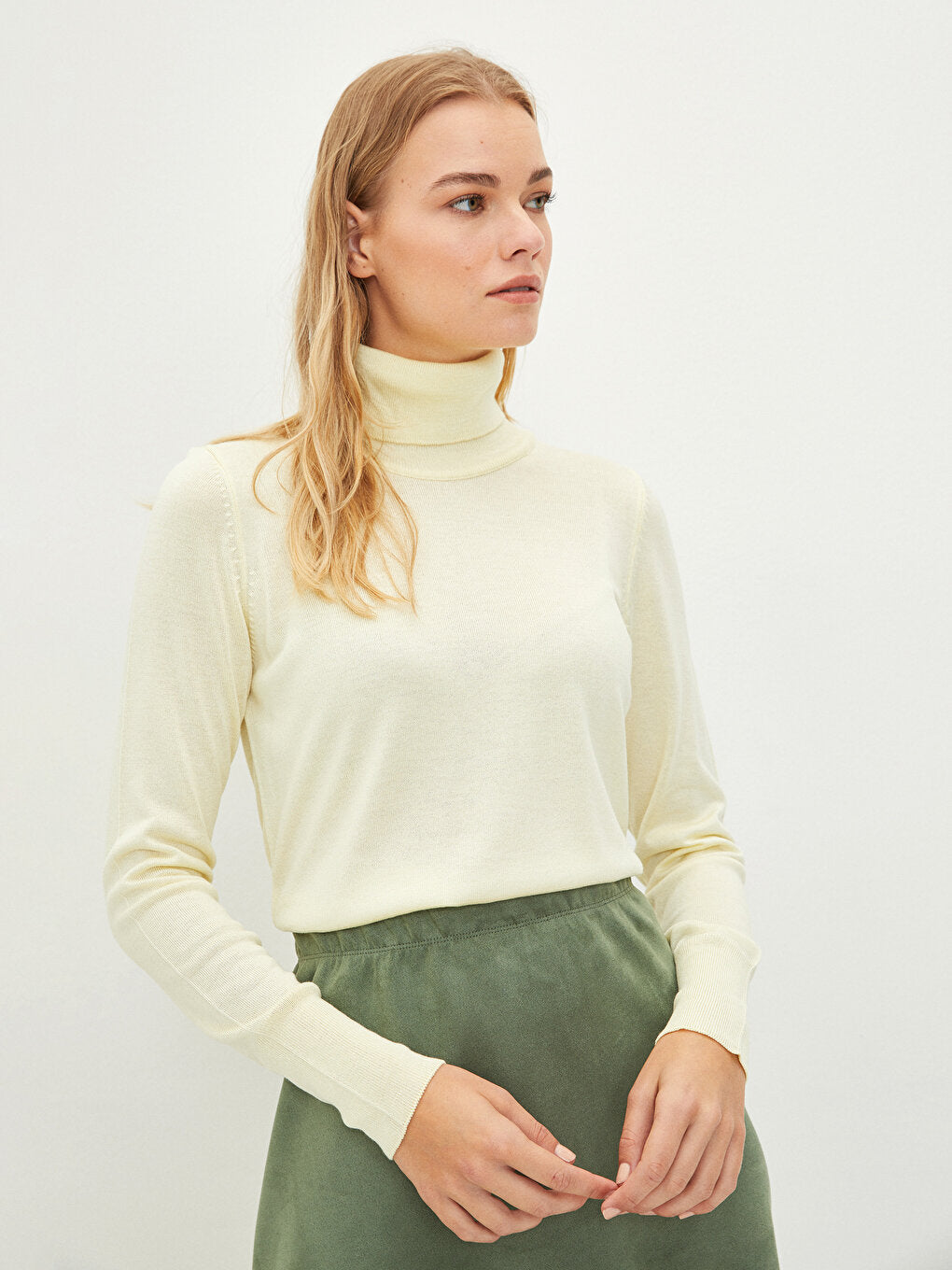 Turtleneck Plain Long Sleeve Women's Knitwear Sweater