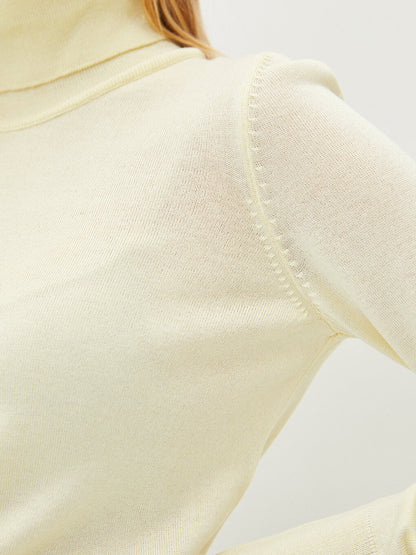 Turtleneck Plain Long Sleeve Women's Knitwear Sweater