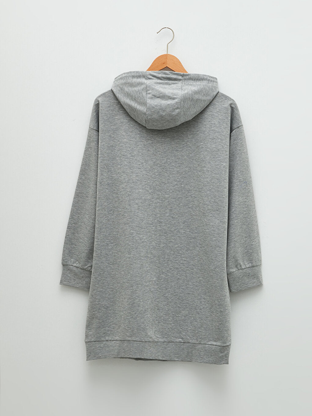 Hooded Plain Long Sleeve Women's Sweatshirt Tunic