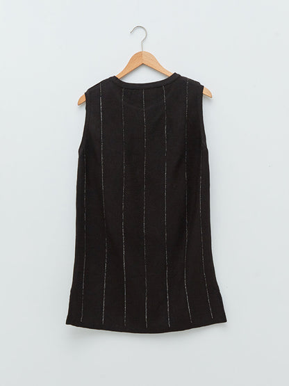 Women's Crew Neck Striped Sleeveless Knitwear Tunic