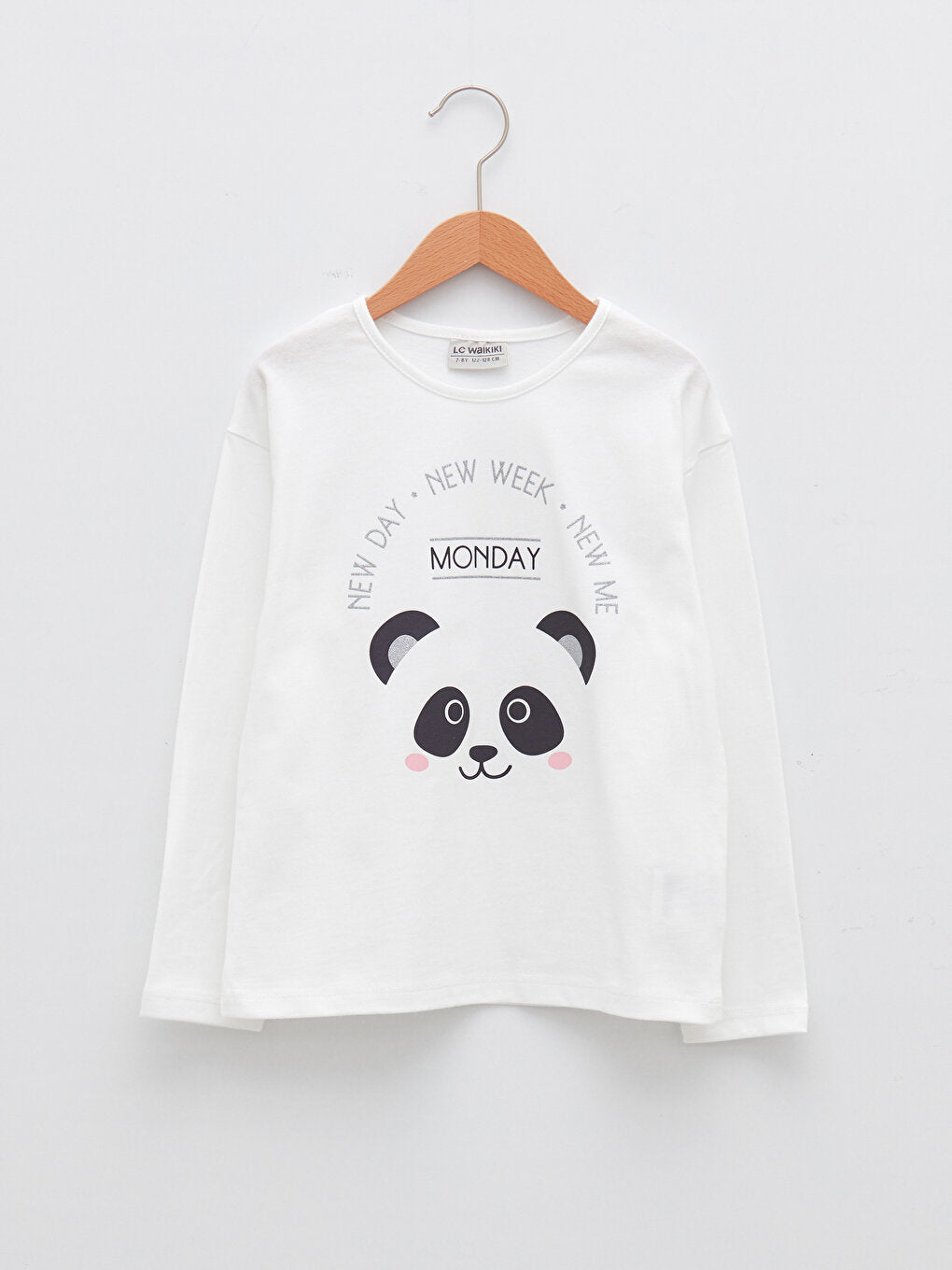 Crew Neck Printed Long Sleeve Cotton Girls' T-Shirt