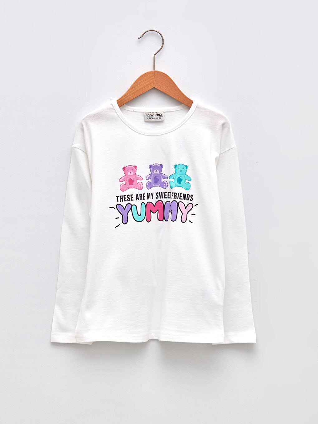 Crew Neck Printed Long Sleeve Girls' T-Shirt