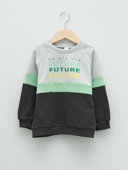 Crew Neck Long Sleeve Printed Baby Boy Sweatshirt