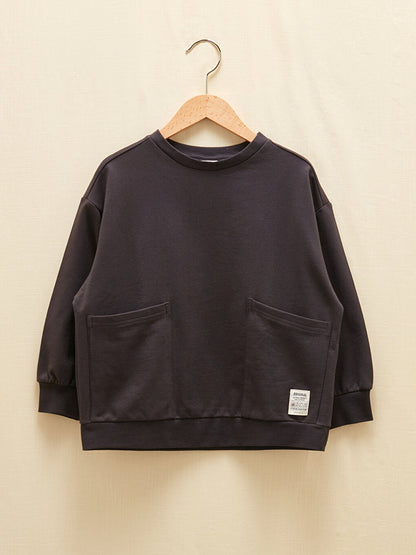 Crew Neck Basic Long Sleeve Organic Cotton Boy's Sweatshirt