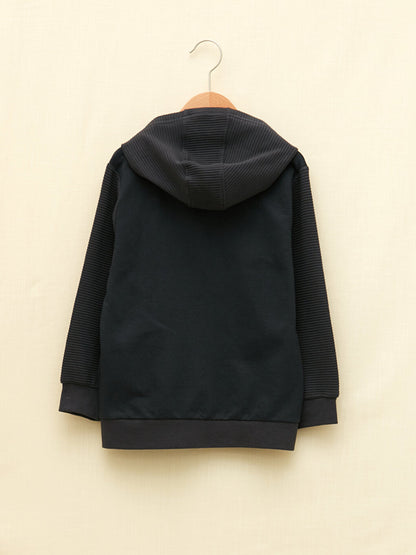 Hooded Basic Long Sleeve Organic Cotton Boy's Zipper Sweatshirt