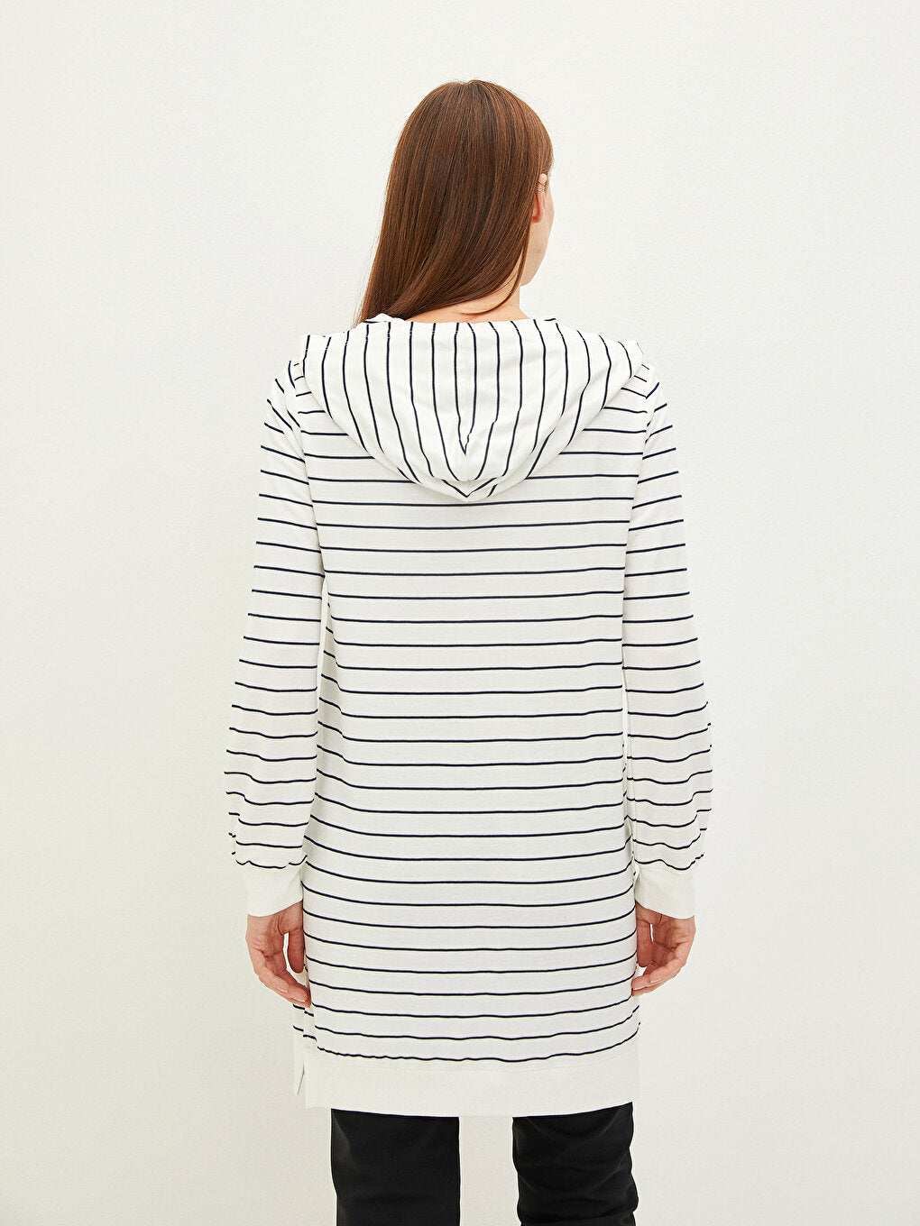 Hooded Striped Long Sleeve Women's Sweatshirt Tunic