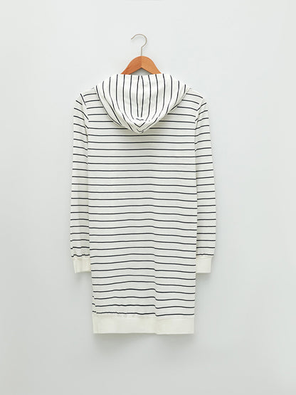 Hooded Striped Long Sleeve Women's Sweatshirt Tunic