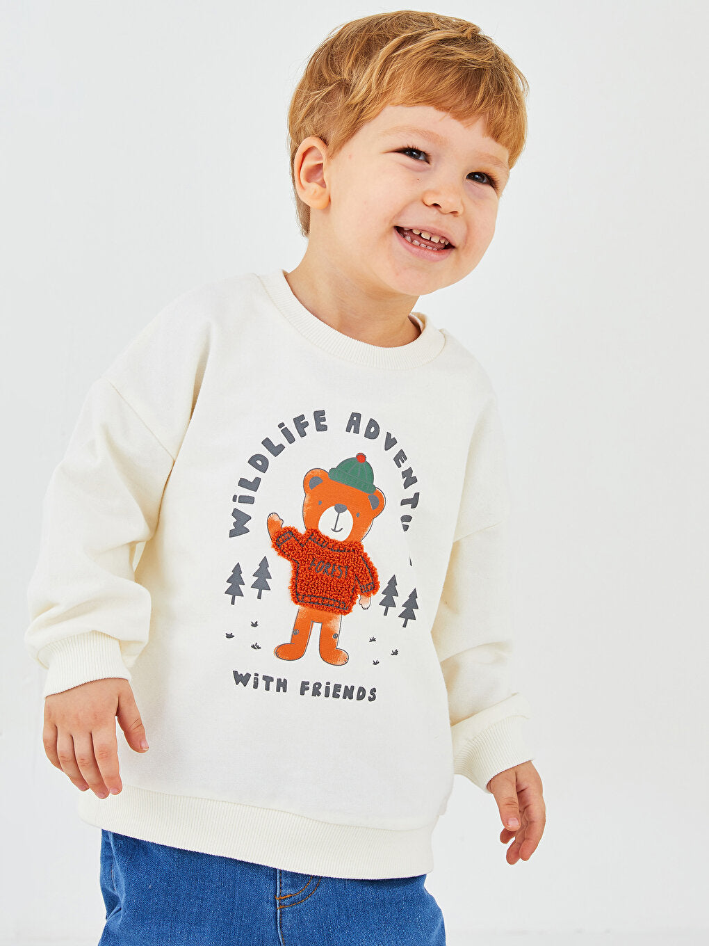 Crew Neck Long Sleeve Printed Cotton Baby Boy Sweatshirt