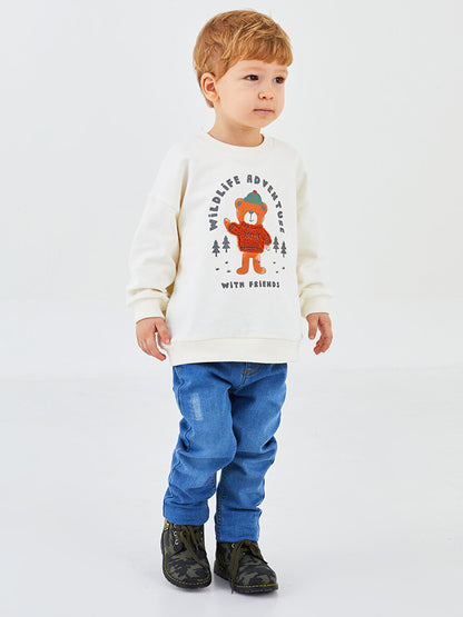 Crew Neck Long Sleeve Printed Cotton Baby Boy Sweatshirt