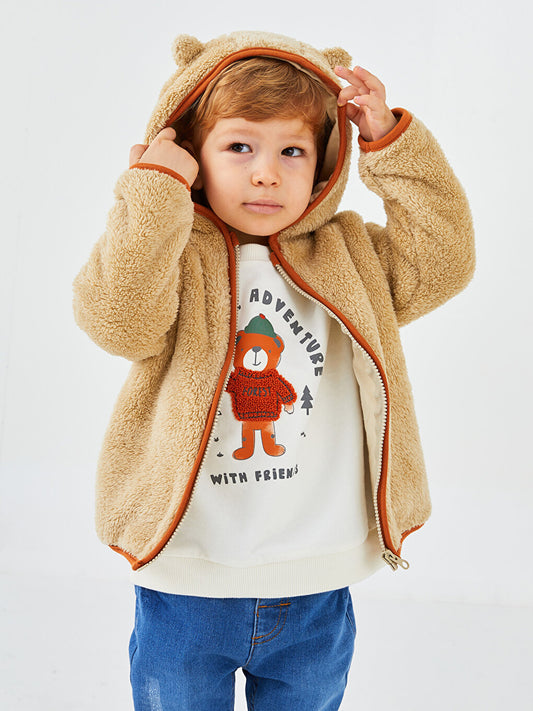 Hooded Long Sleeve Basic Baby Boy Zipper Sweatshirt