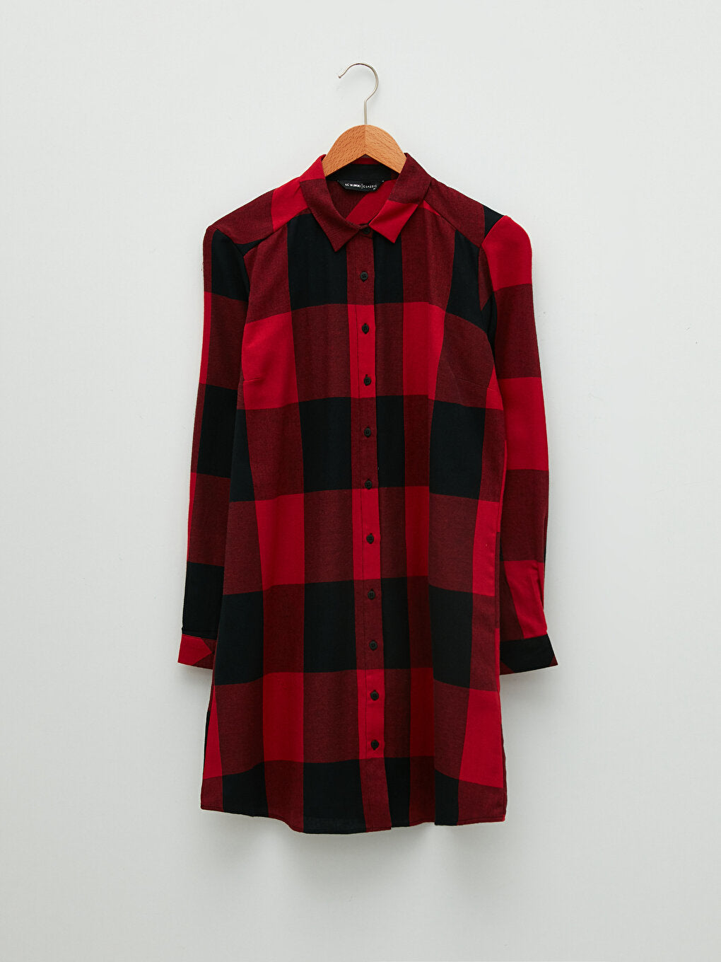 Plaid Long Sleeve Poplin Women's Shirt Tunic