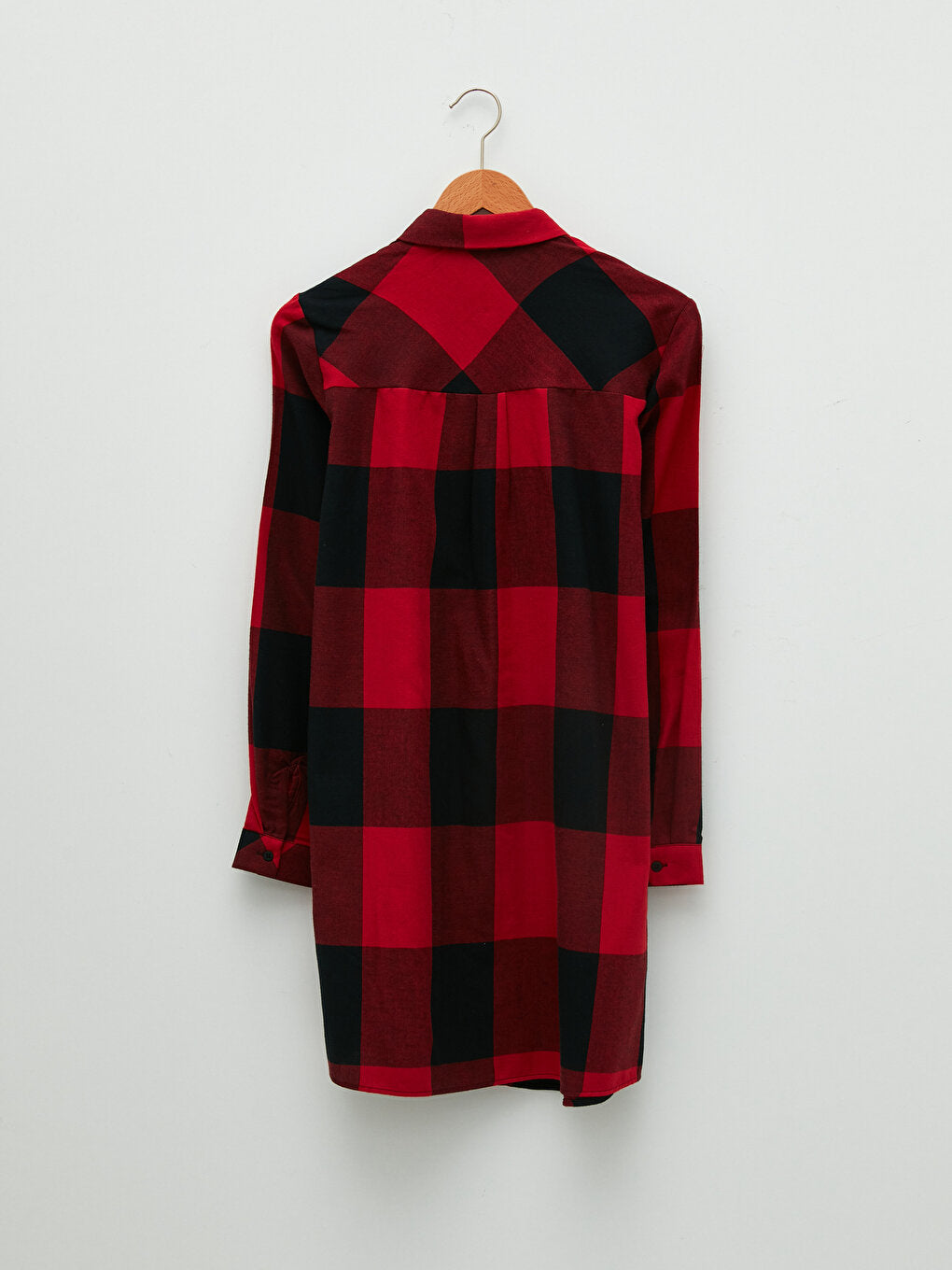 Plaid Long Sleeve Poplin Women's Shirt Tunic