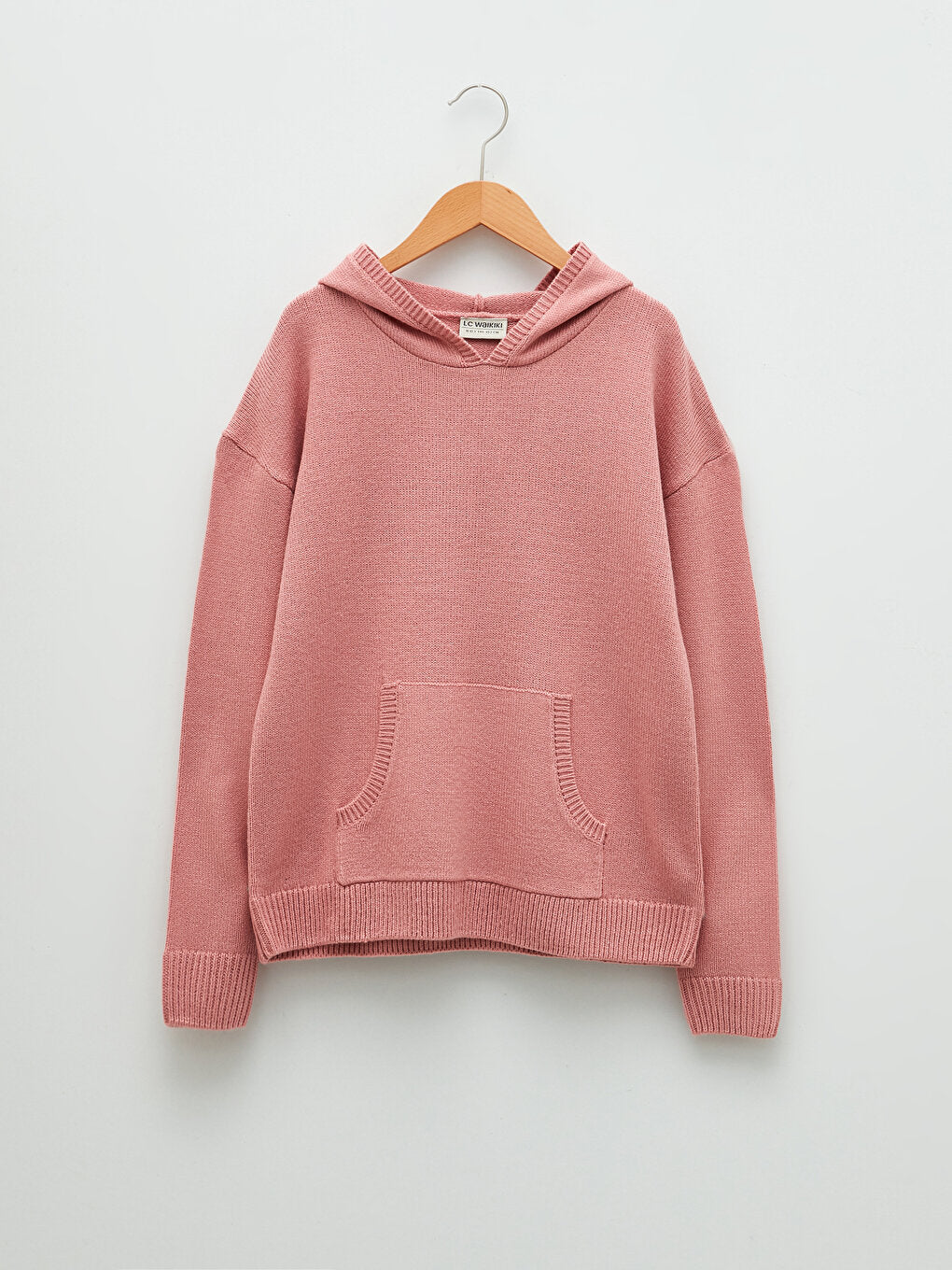 Hooded Basic Long Sleeve Girl's Knitwear Sweater