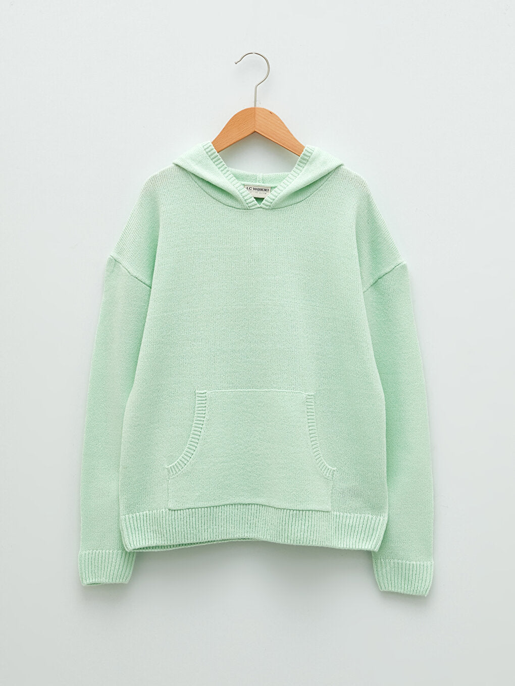 Hooded Basic Long Sleeve Girl's Knitwear Sweater