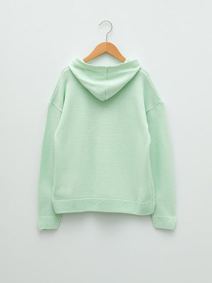 Hooded Basic Long Sleeve Girl's Knitwear Sweater