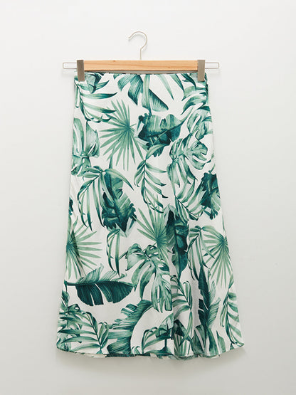 Patterned A-Line Poplin Women's Skirt