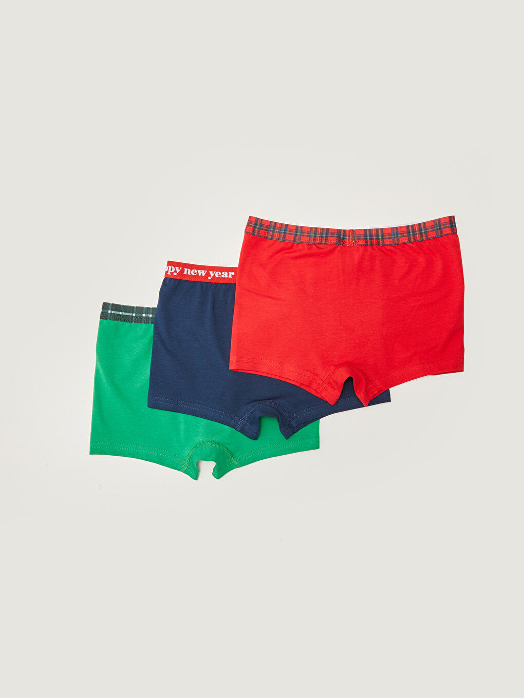 New Year's Themed Cotton Boys' Boxer with Elastic Waist 3-Piece