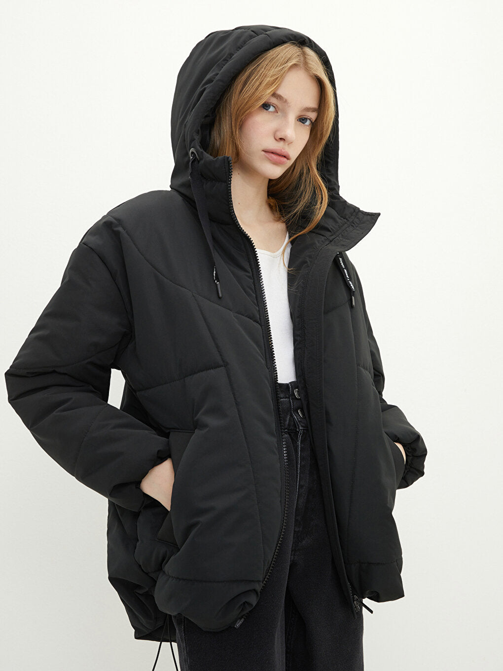 Women's Hooded Plain Puffer Coat