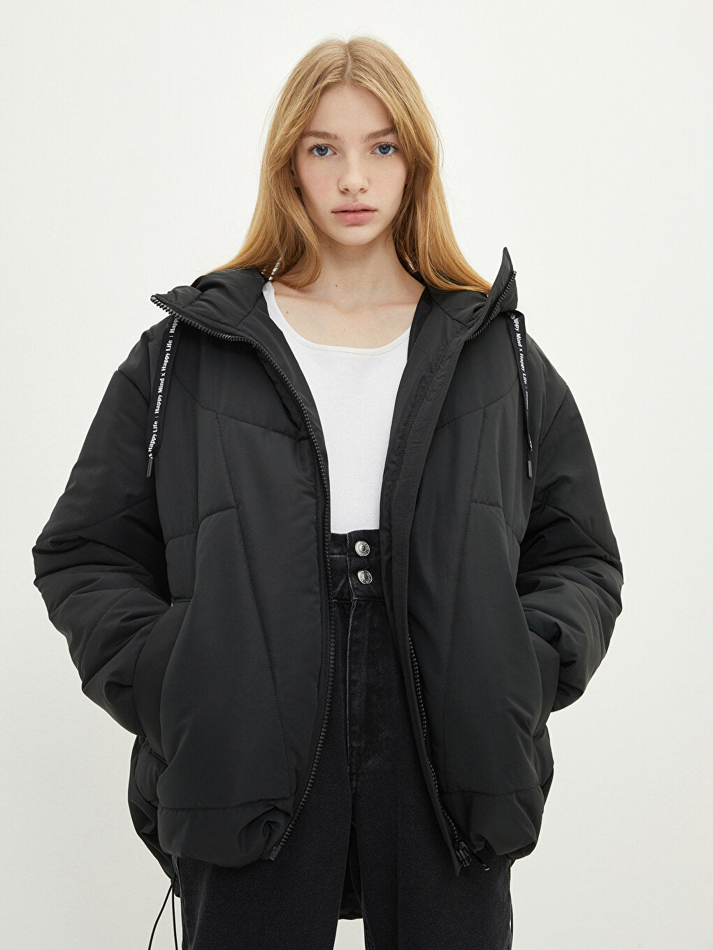 Women's Hooded Plain Puffer Coat