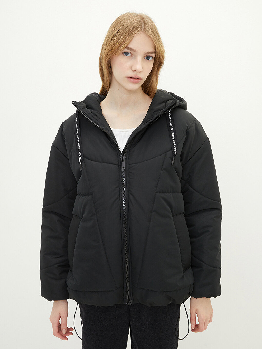 Women's Hooded Plain Puffer Coat