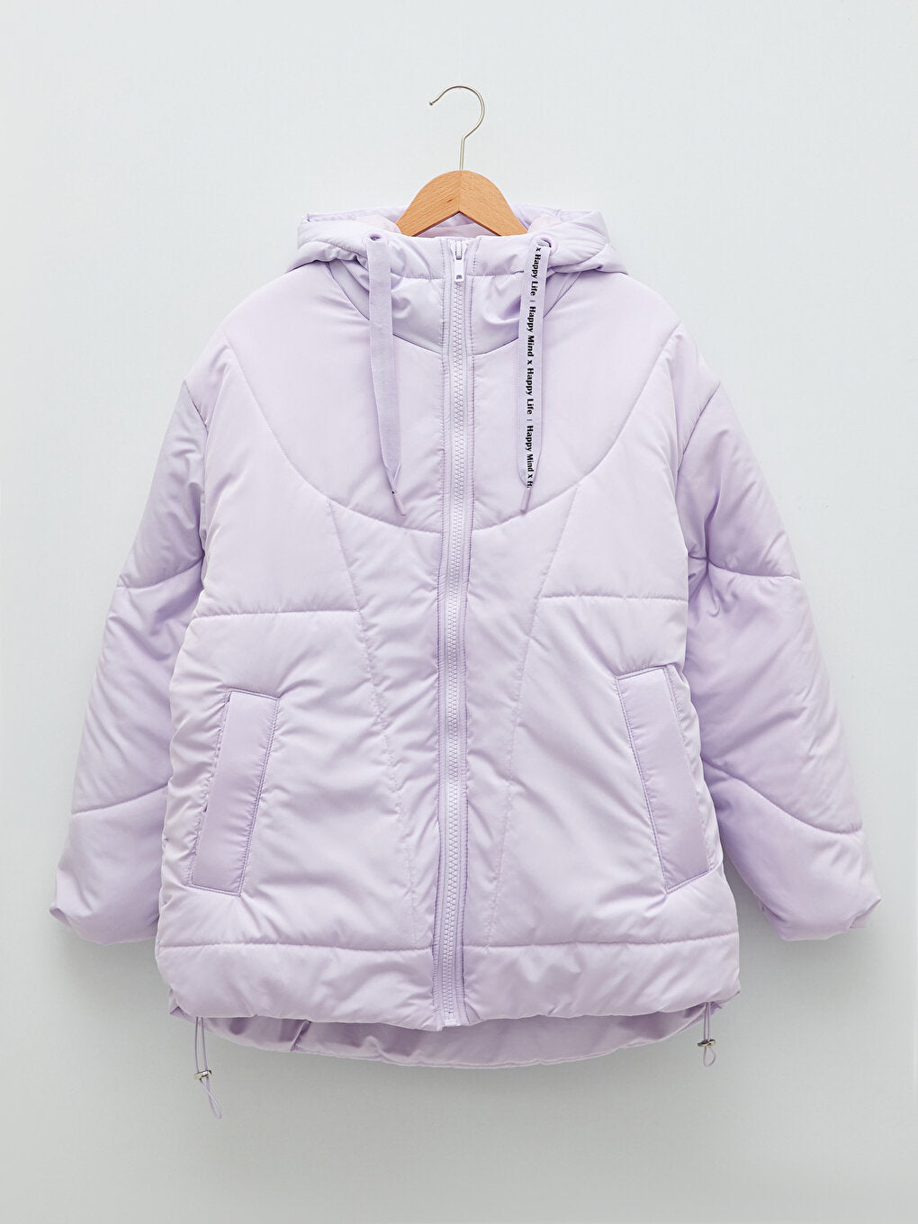 Hooded Plain Long Sleeve Women's Puffer Coat