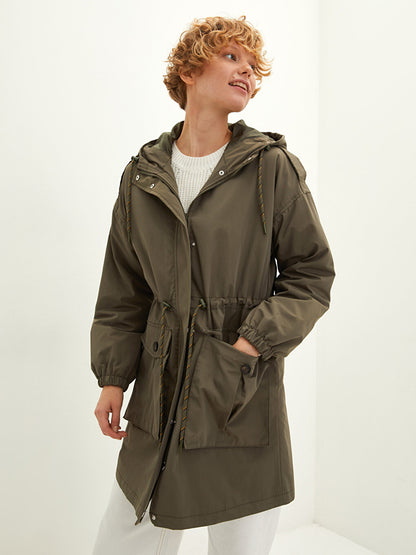 Hooded, Zipper-Closed, Pocket Detailed Slim Women's Coat