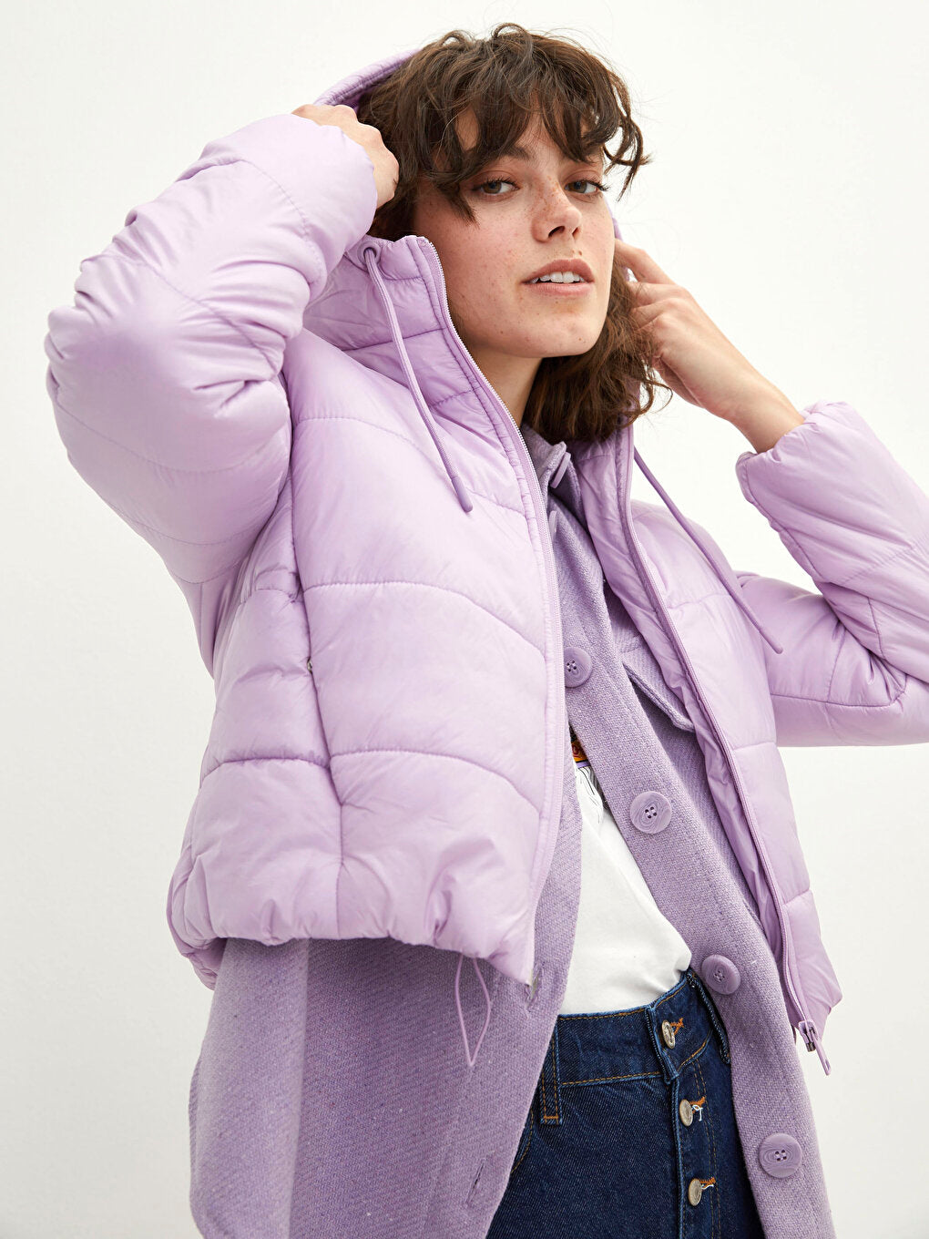 Women's Hooded Plain Puffer Coat