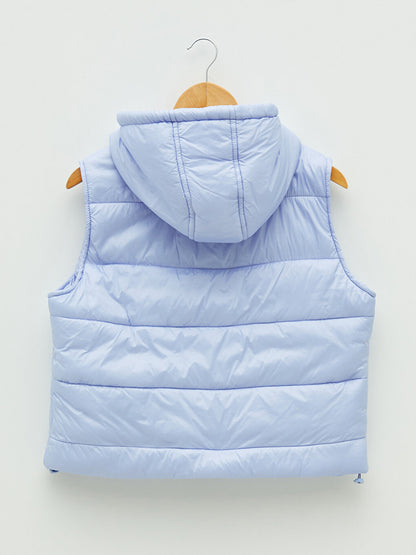 Hooded Collar Plain Pocket Detailed Women's Vest