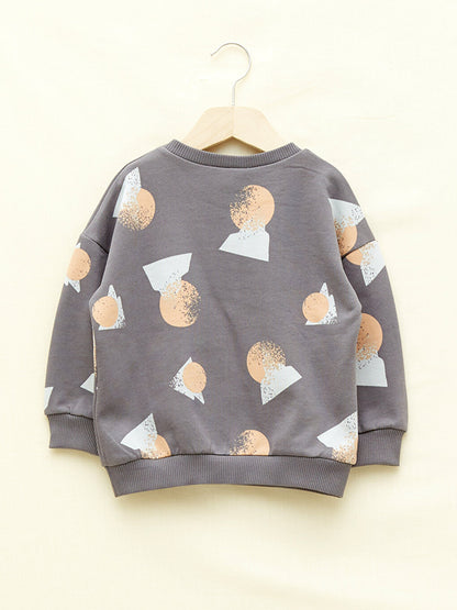 Crew Neck Long Sleeve Printed Organic Cotton Baby Boy Sweatshirt