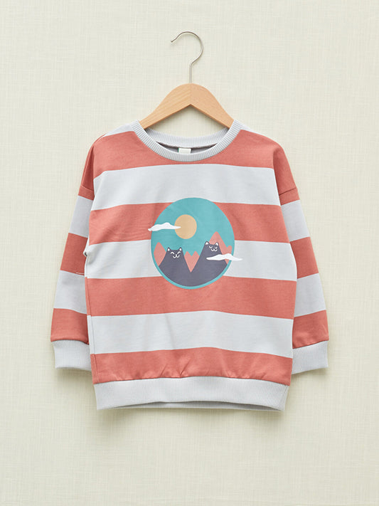 Crew Neck Long Sleeve Printed Baby Boy Sweatshirt