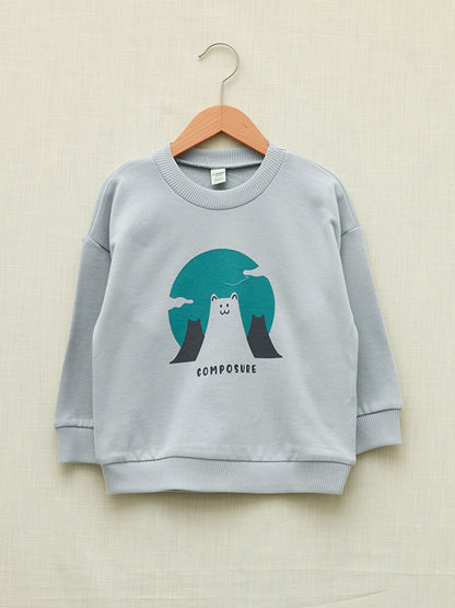 Crew Neck Long Sleeve Printed Organic Cotton Baby Boy Sweatshirt