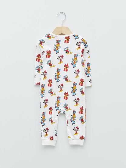 Crew Neck Long Sleeve Mickey Mouse Printed Cotton Baby Boy Jumpsuit 2-pack