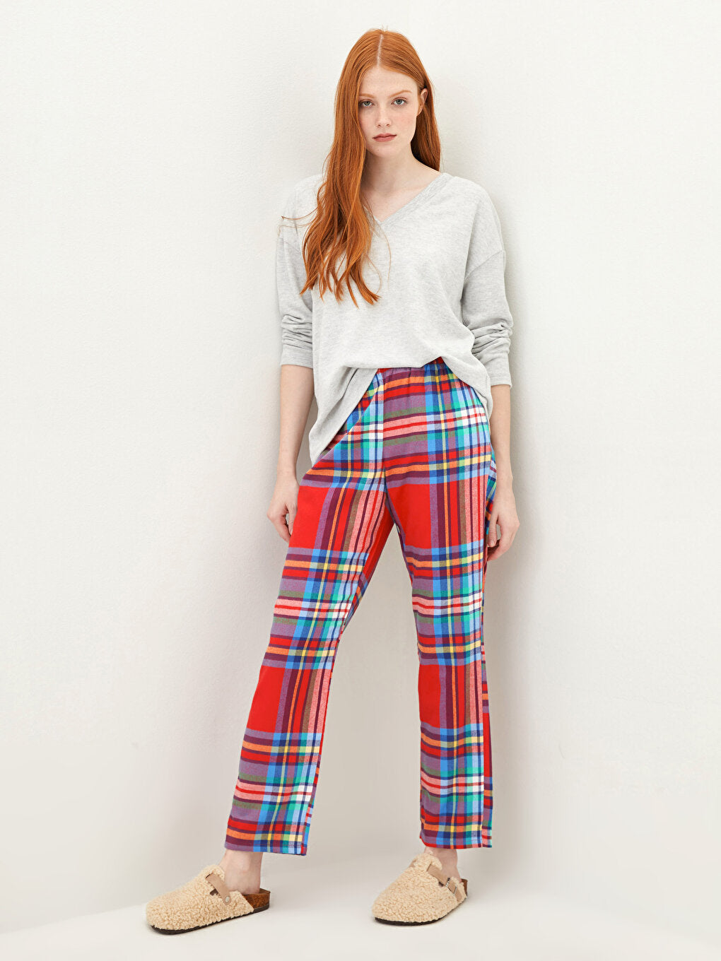 Plaid Women's Pajama Bottom with Elastic Waist