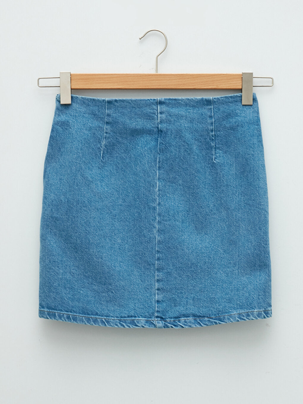 Women's Jean Skirt with Zipper Waist Slit Detail