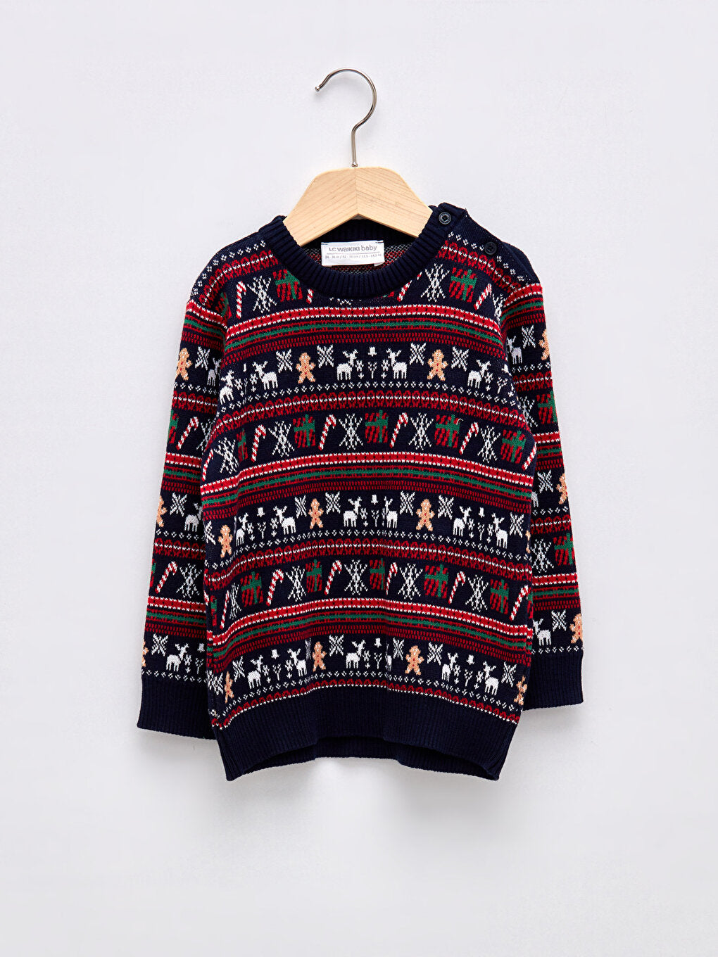 Crew Neck Long Sleeve New Year Themed Baby Boy Knitwear Sweater