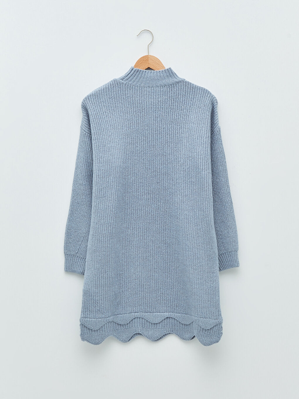 High Collar Plain Long Sleeve Oversize Women's Knitwear Tunic