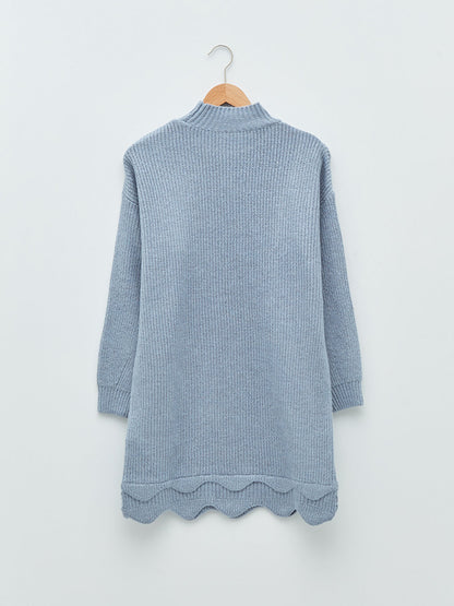 High Collar Plain Long Sleeve Oversize Women's Knitwear Tunic