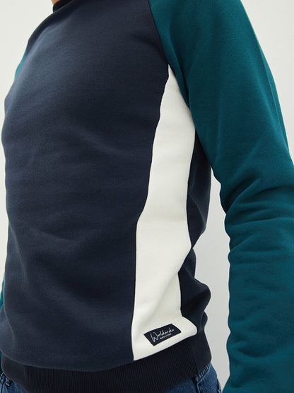 Crew Neck Long Sleeve Color Block Men's Sweatshirt