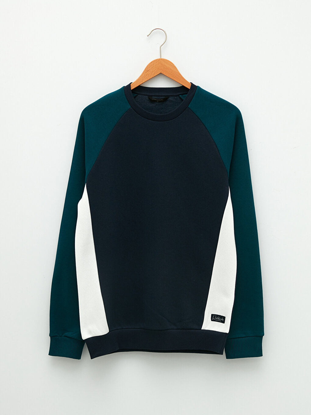 Crew Neck Long Sleeve Color Block Men's Sweatshirt