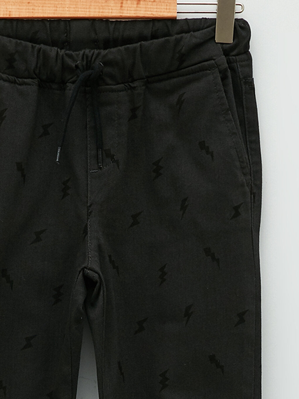 Printed Gabardine Boy's Jogger Trousers with Elastic Waist