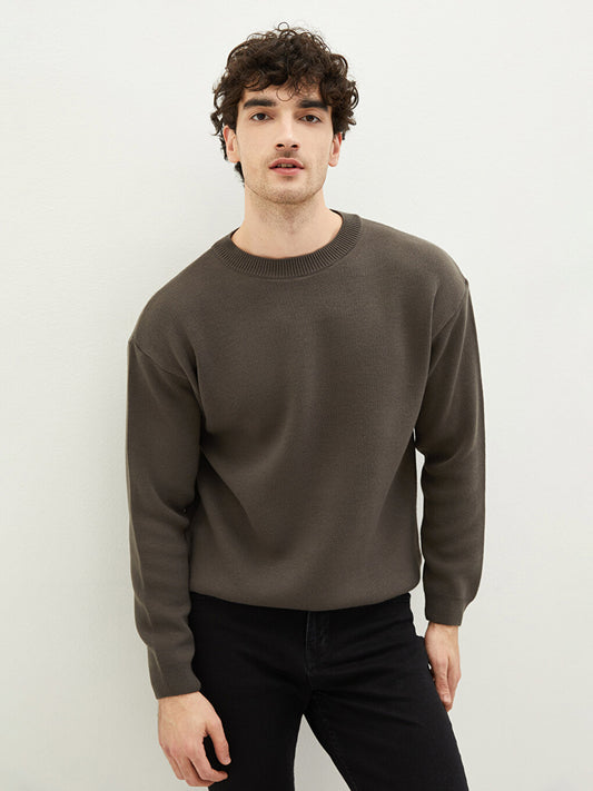 Crew Neck Long Sleeve Men's Knitwear Sweater