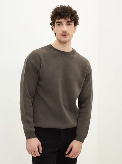 Crew Neck Long Sleeve Men's Knitwear Sweater