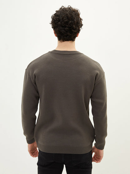 Crew Neck Long Sleeve Men's Knitwear Sweater