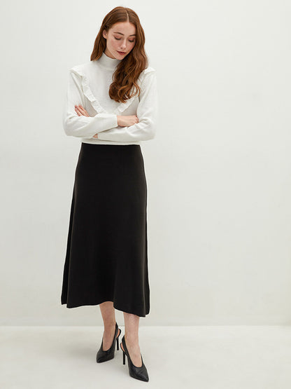 Women's Elastic Waist Plain Knitted Skirt