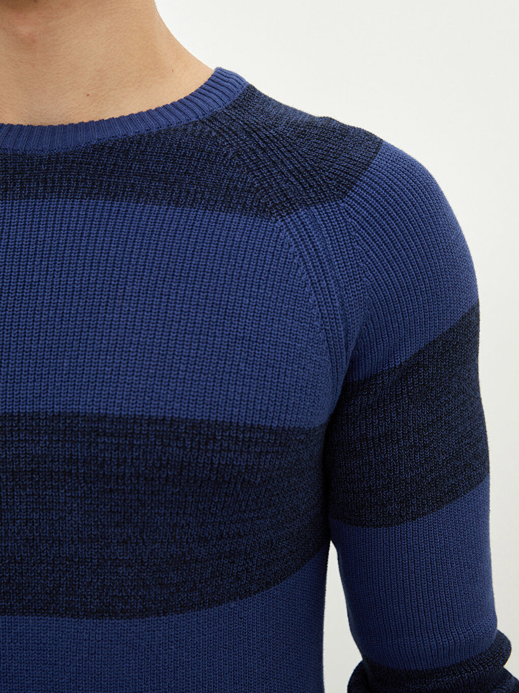 Crew Neck Long Sleeve Striped Men's Knitwear Sweater