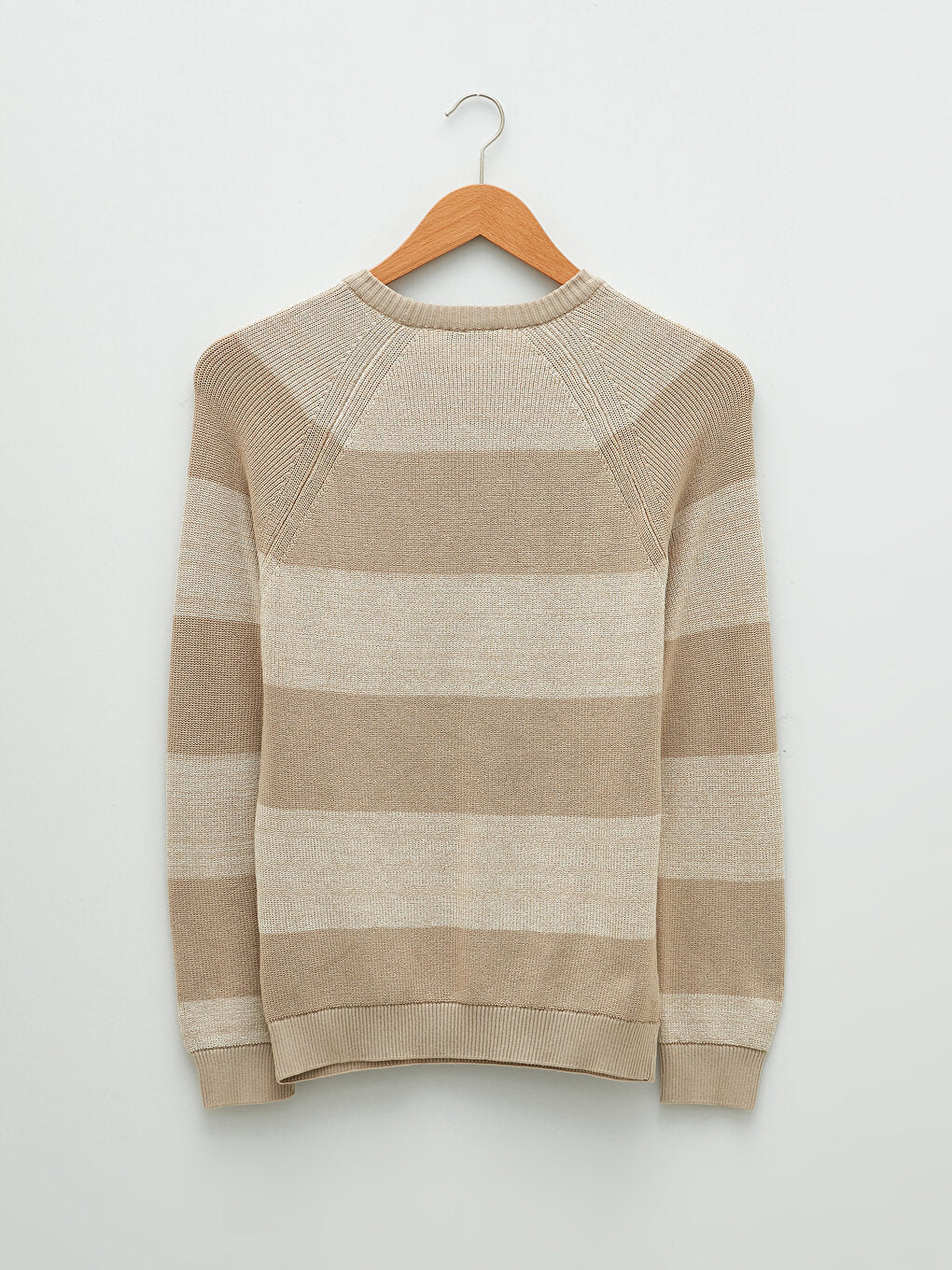 Crew Neck Long Sleeve Striped Men's Knitwear Sweater