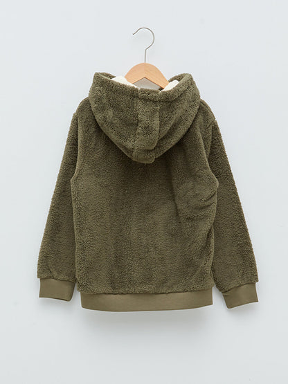 Hooded Basic Long Sleeve Boy's Zipper Sweatshirt