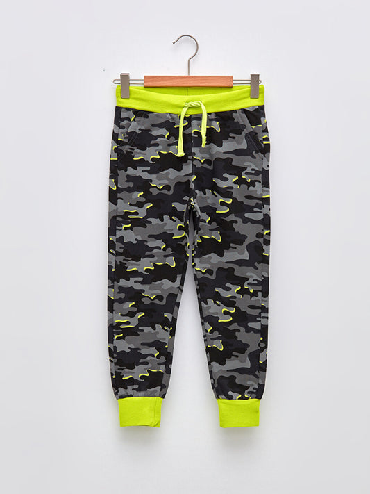 Camouflage Patterned Boy Jogger Sweatpants with Elastic Waist