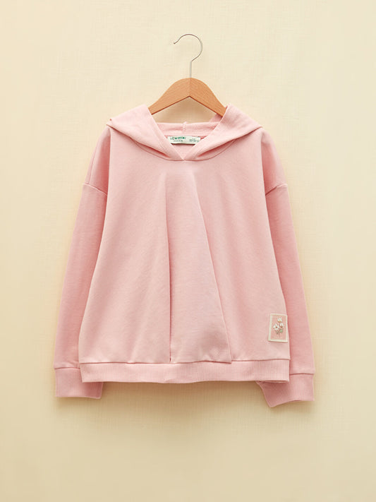 Hooded Basic Long Sleeve Organic Cotton Girls' Sweatshirt