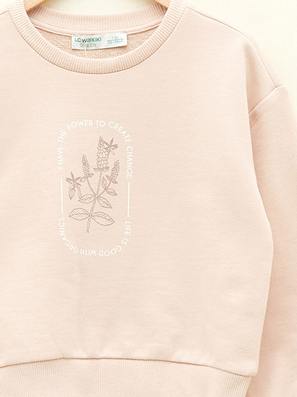 Crew Neck Printed Long Sleeve Organic Cotton Girl's Sweatshirt